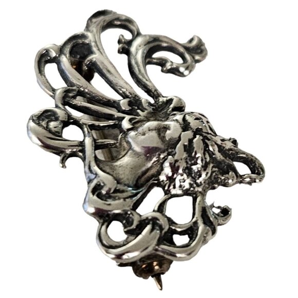 Sterling Silver Art Nouveau Mucha Style Lady Brooch Pin Pendant L161 - Picture 3 of 8